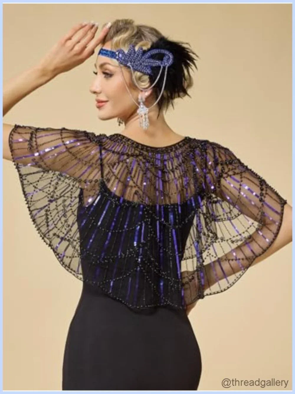 1920s Sequin Beaded Shawl Wrap, Lightweight Mesh Gatsby Party Wedding Prom